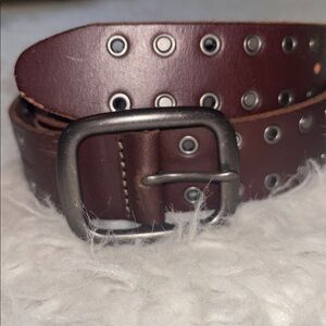 Lucky Brand Women’s Double Grommet Brown Leather Belt, Size 32